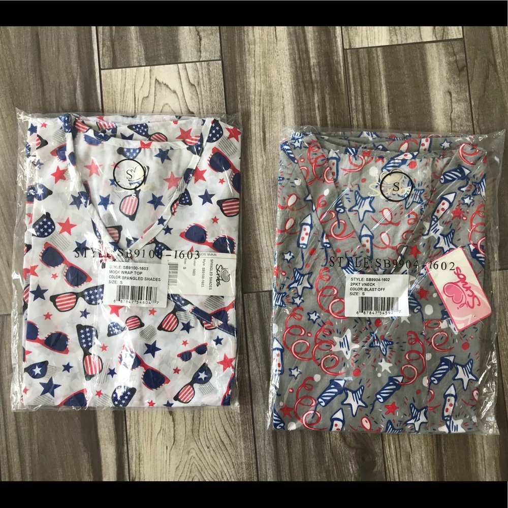 Brand new 4th of July scrub tops